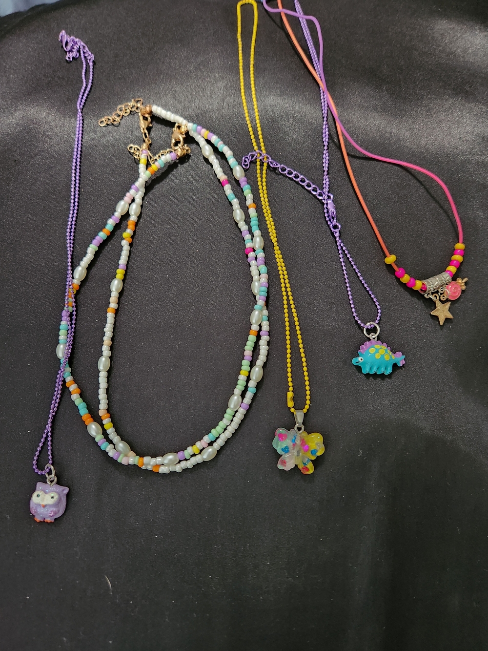 Colorful Beaded Charm Necklace Set - Pastel & Bright Charms